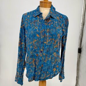 Women’s The Territory Ahead Blue & Orange Long Sleeve Collared Button Down